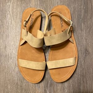 Soda Beige Nude Ankle Strap Sandals Size 10